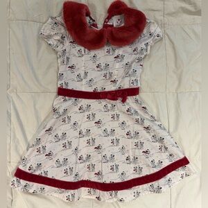 Kids Mickey & Minnie Mouse Skiing Theme with Faux Fur Removable Collar Size 5/6